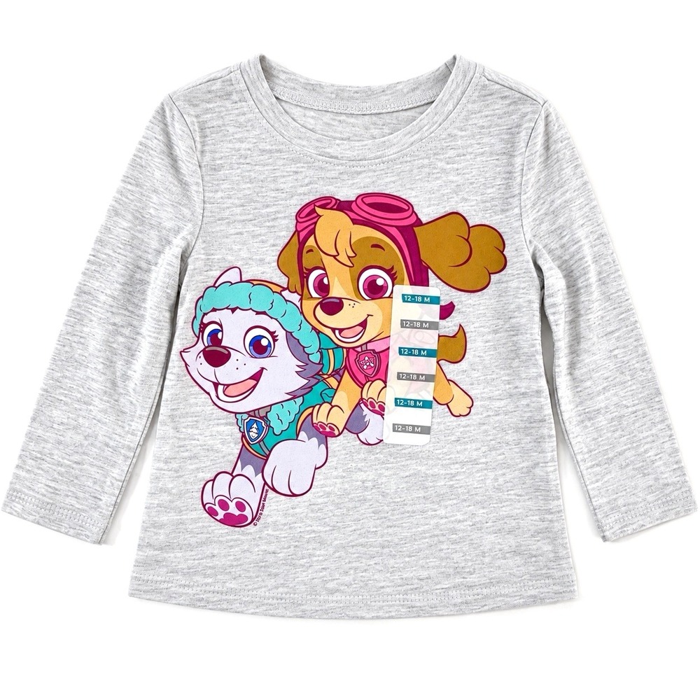Old Navy PAW Patrol Baby Girls Long Sleeve Shirt Grey 12-18M Skye Everest NWT